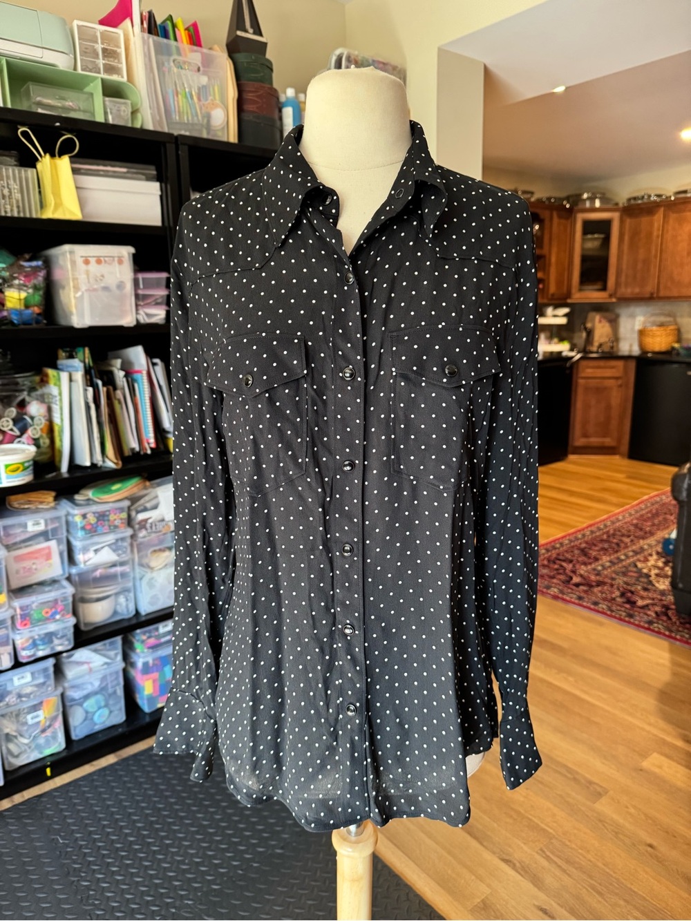 Rag & Bone black and white polkadot farren shirt Sz M